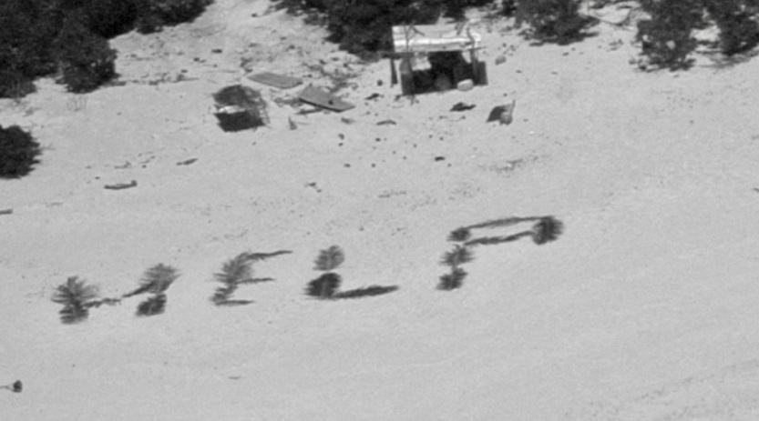 Castaways Rescued in Pacific Ocean after Spelling “HELP” with Palm Leaves