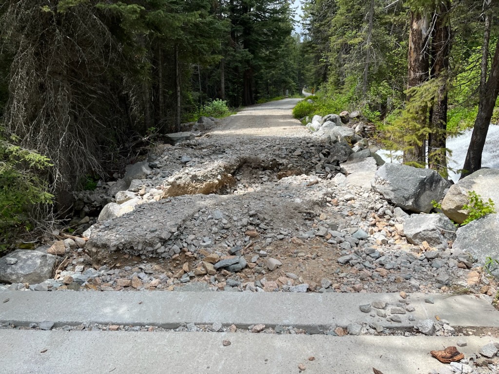 Lost Horse Road washed out on Bitterroot National Forest