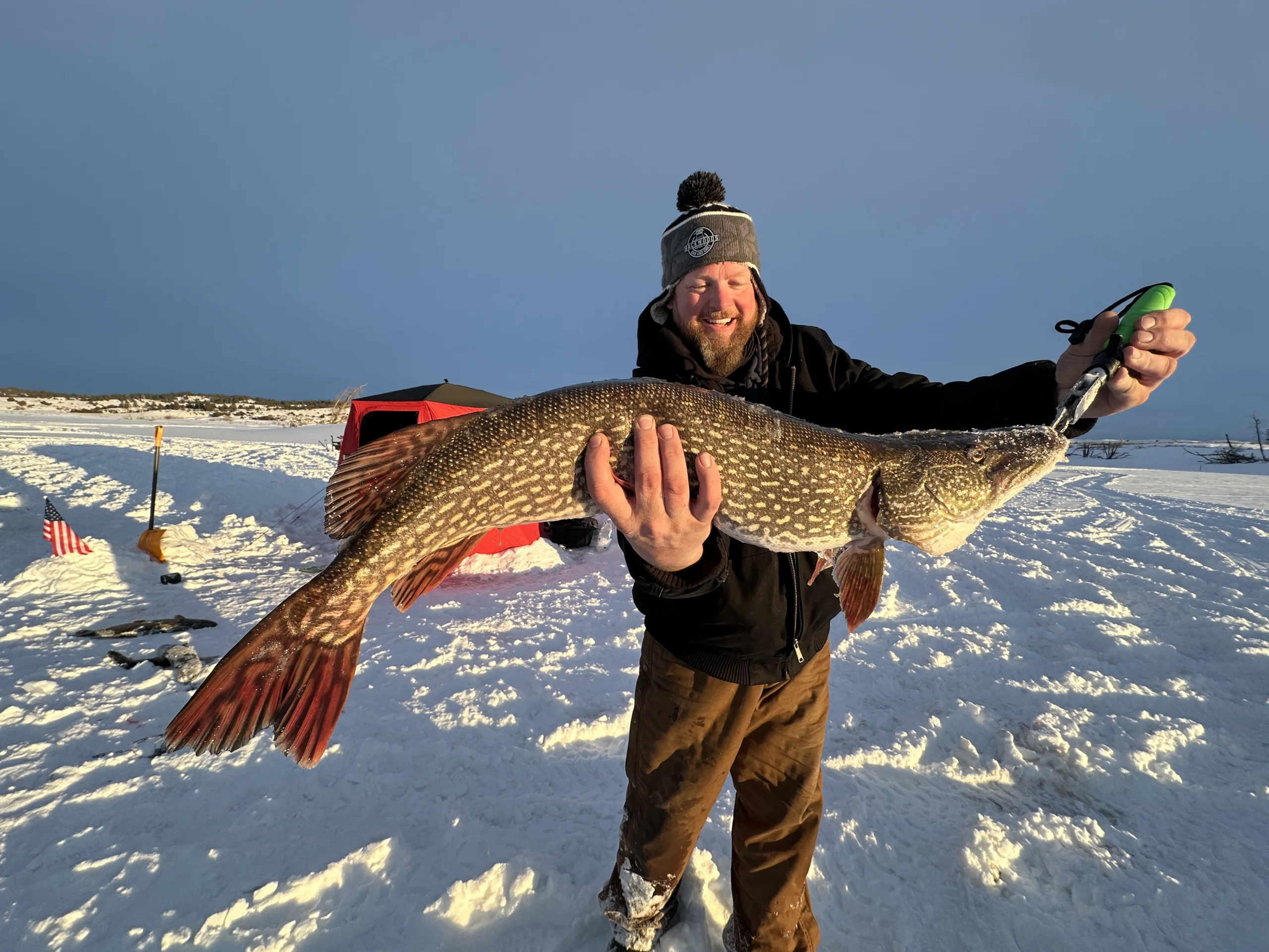 Solid Day of Ice Fishing On Tongue River Reservioir