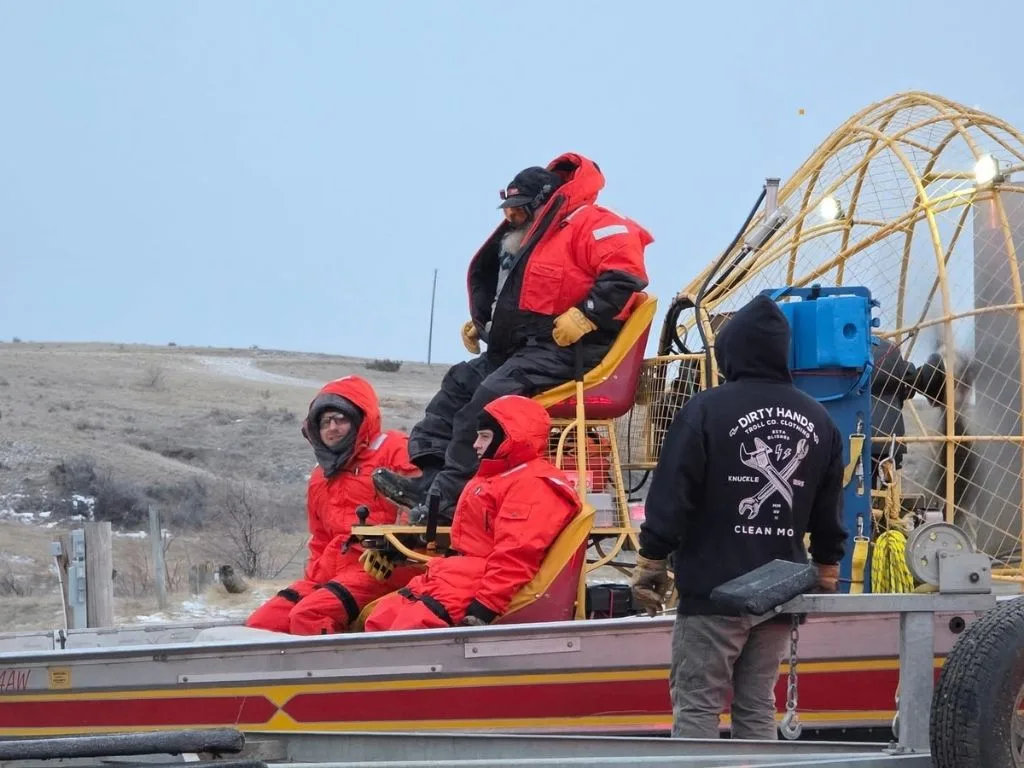 Fort Peck Lake Ice Rescue: Search & Rescue, Airboat Crew, and Locals Bring Stranded People Safely Back to Shore