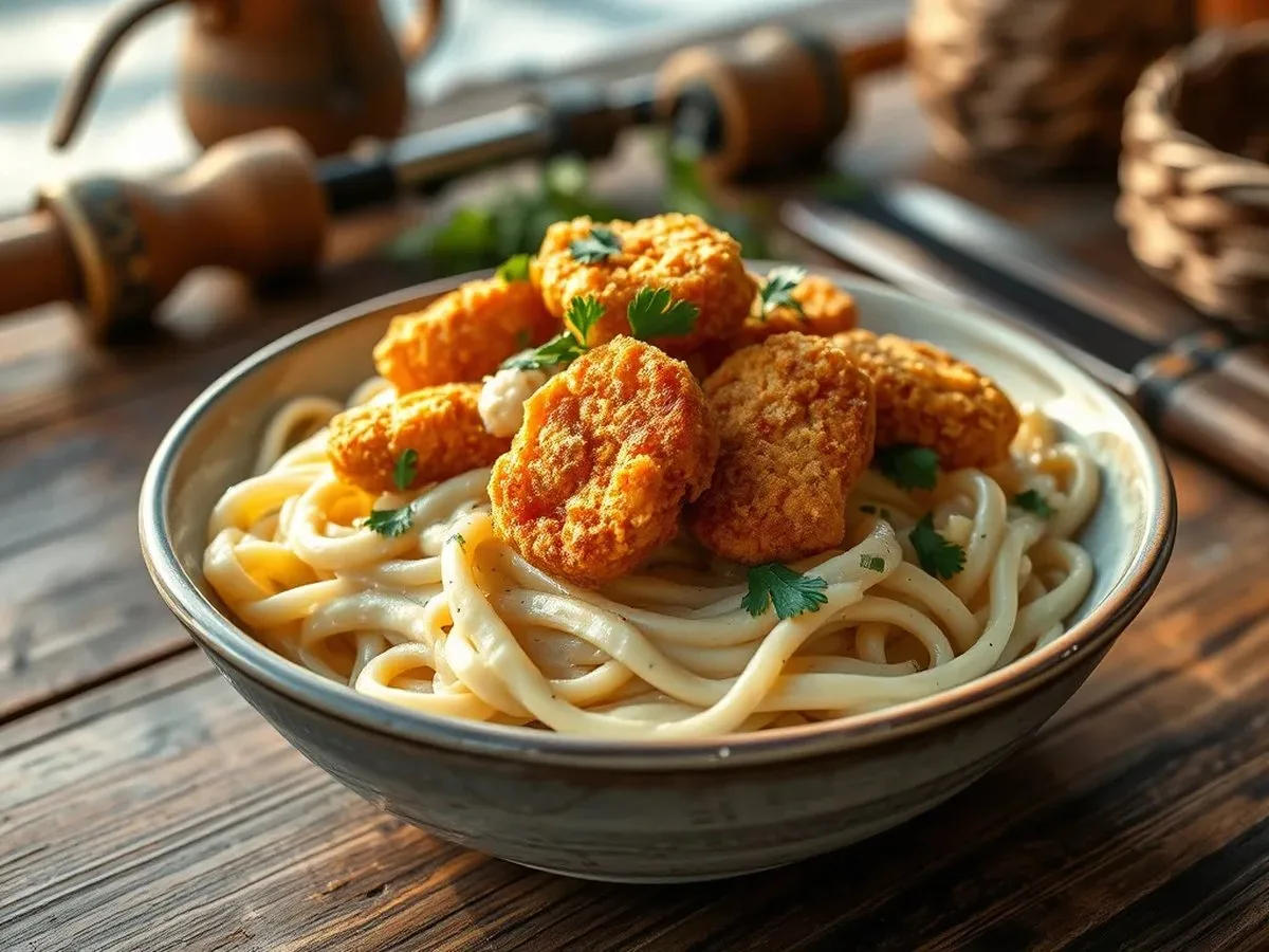 Walleye Alfredo With Crispy Fried Walleye Bites: The Creamy Camp (or RV) Pasta Recipe Anglers Crave